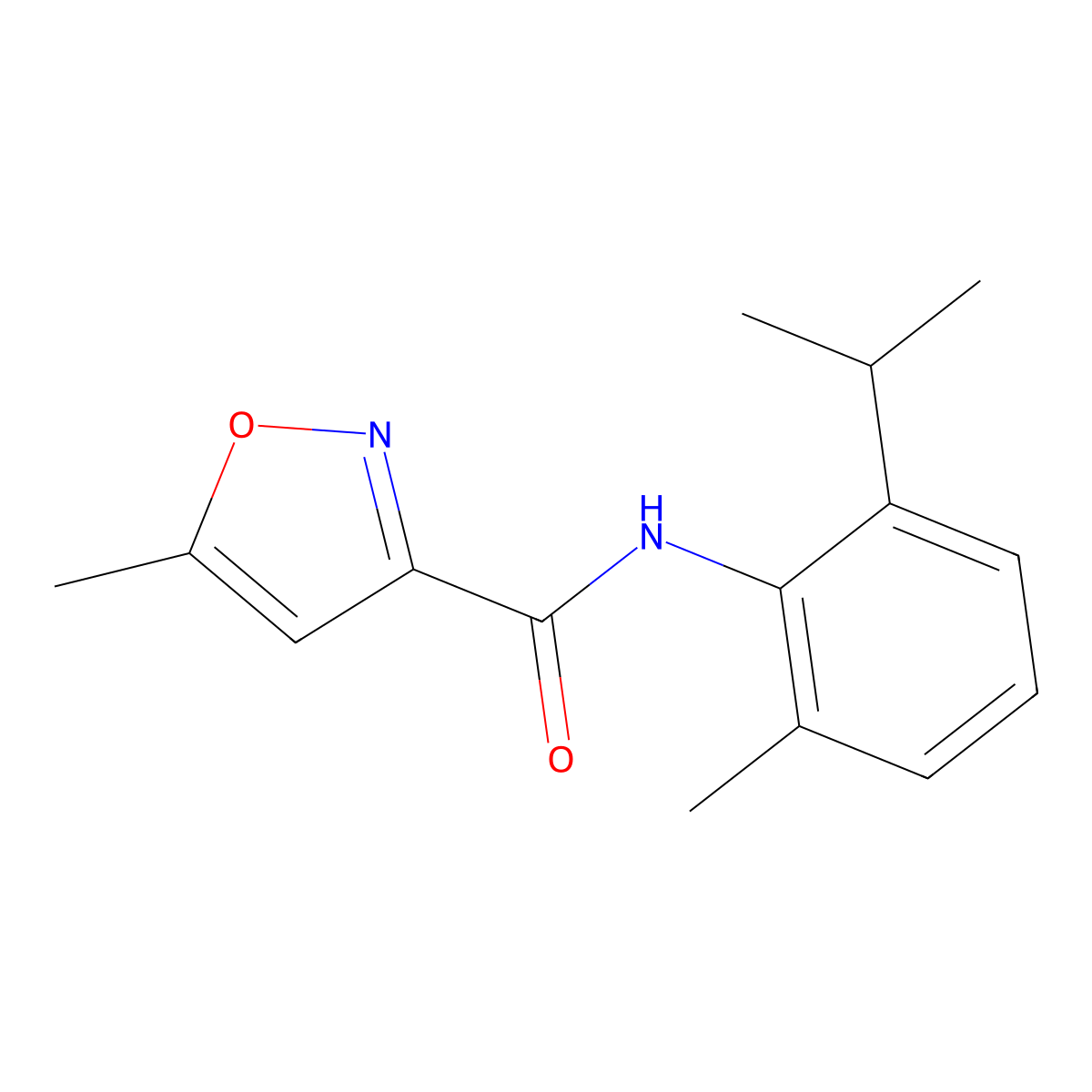 3-Isoxazolecarboxamide, 5-methyl-N-(2-methyl-6-(1-methylethyl)phenyl)- molecular structure, CAS 130403-03-1