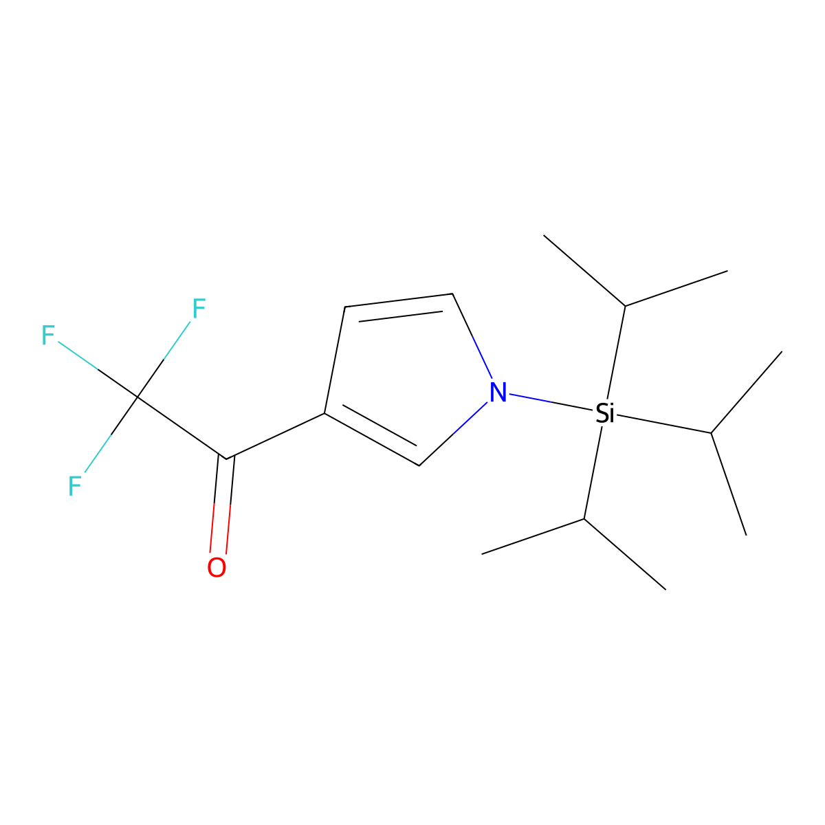 2,2,2-trifluoro-1-{1-[tris(propan-2-yl)silyl]-1H-pyrrol-3-yl}ethan-1-one molecular structure, CAS 130408-88-7