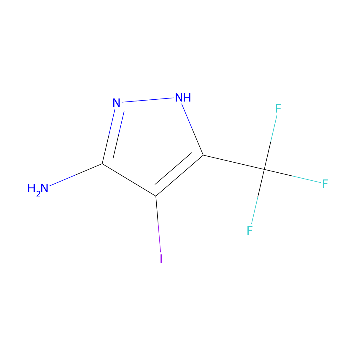 4-Iodo-5-(trifluoromethyl)-1H-pyrazol-3-amine molecular structure, CAS 1304093-39-7