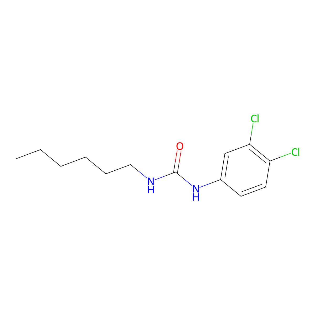 Urea, N-(3,4-dichlorophenyl)-N'-hexyl- molecular structure, CAS 13041-39-9