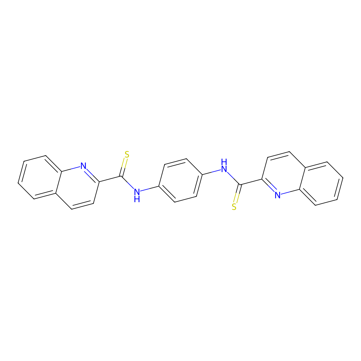 N-[4-(quinoline-2-carbothioylamino)phenyl]quinoline-2-carbothioamide molecular structure, CAS 13041-95-7