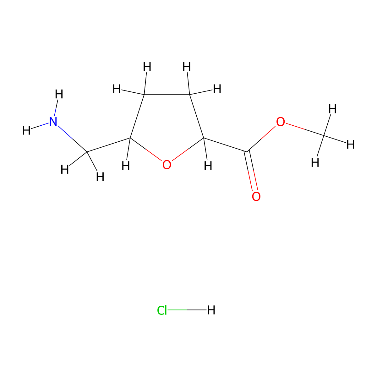 Methyl 5-(aminomethyl)tetrahydrofuran-2-carboxylate hydrochloride molecular structure, CAS 1304126-25-7