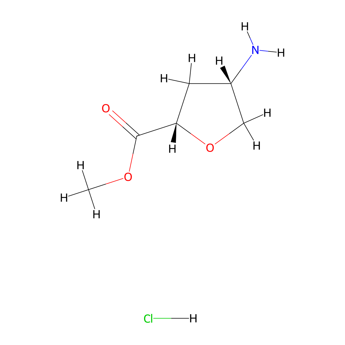 Cis-methyl 4-aminotetrahydrofuran-2-carboxylate hcl molecular structure, CAS 1304126-28-0