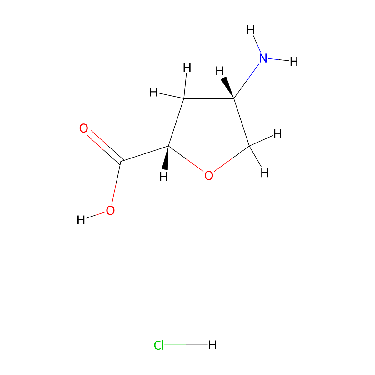 rac-(2R,4R)-4-aminooxolane-2-carboxylic acid hydrochloride molecular structure, CAS 1304126-30-4