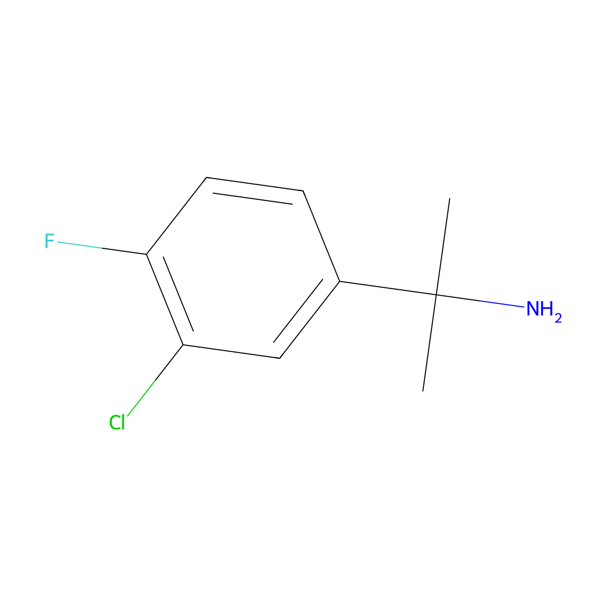 2-(3-Chloro-4-fluorophenyl)propan-2-amine molecular structure, CAS 130416-43-2
