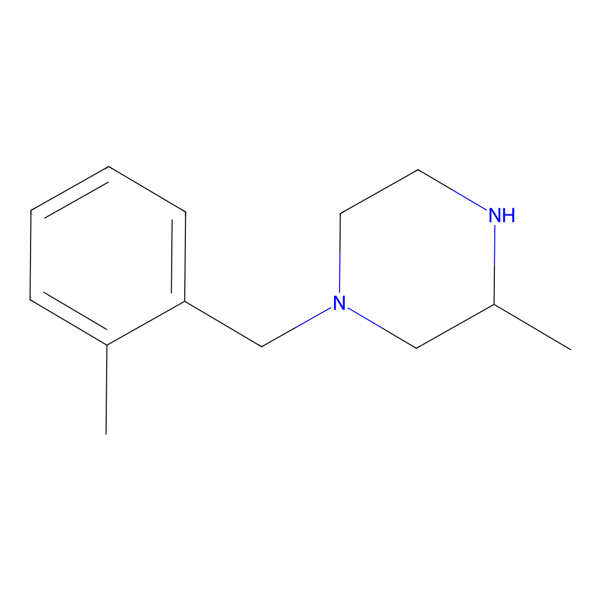 3-Methyl-1-(2-methylbenzyl)piperazine molecular structure, CAS 1304192-39-9