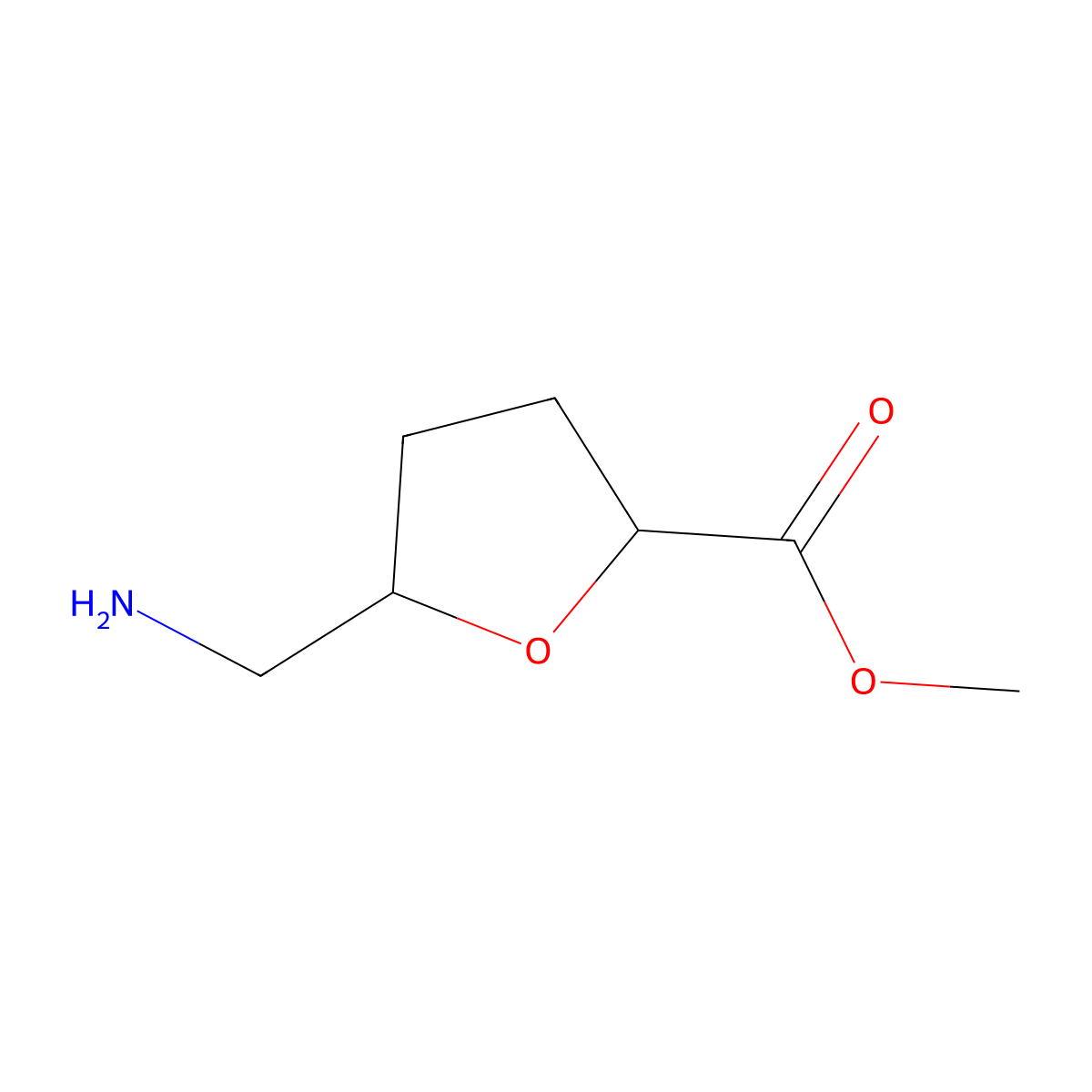 rac-methyl (2R,5S)-5-(aminomethyl)oxolane-2-carboxylate molecular structure, CAS 1304193-04-1