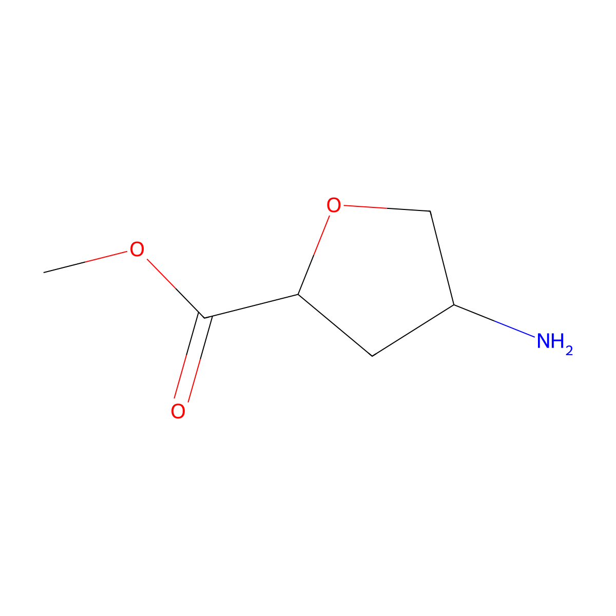 rac-methyl (2R,4R)-4-aminooxolane-2-carboxylate molecular structure, CAS 1304193-05-2