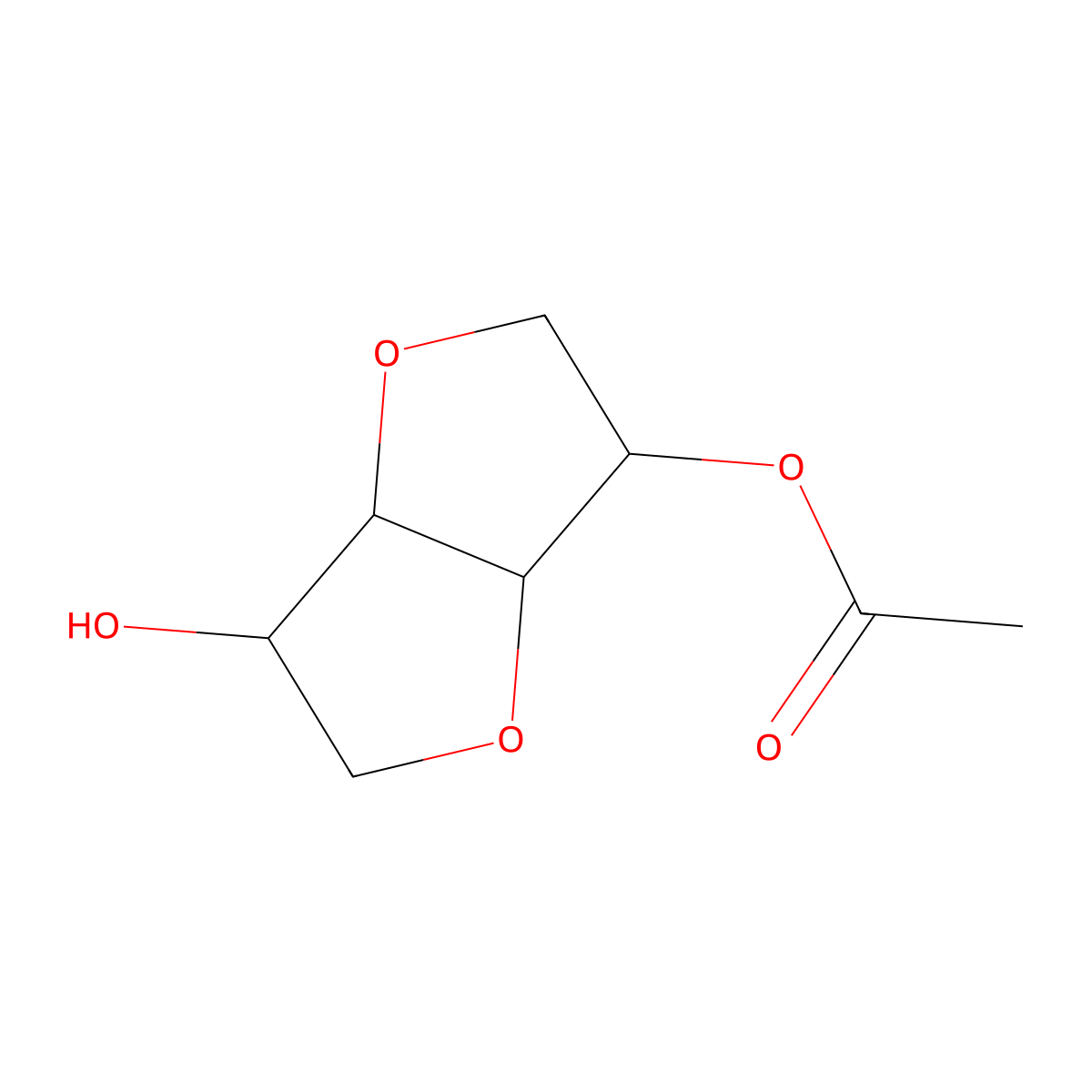 Isosorbide 2-acetate molecular structure, CAS 13042-39-2