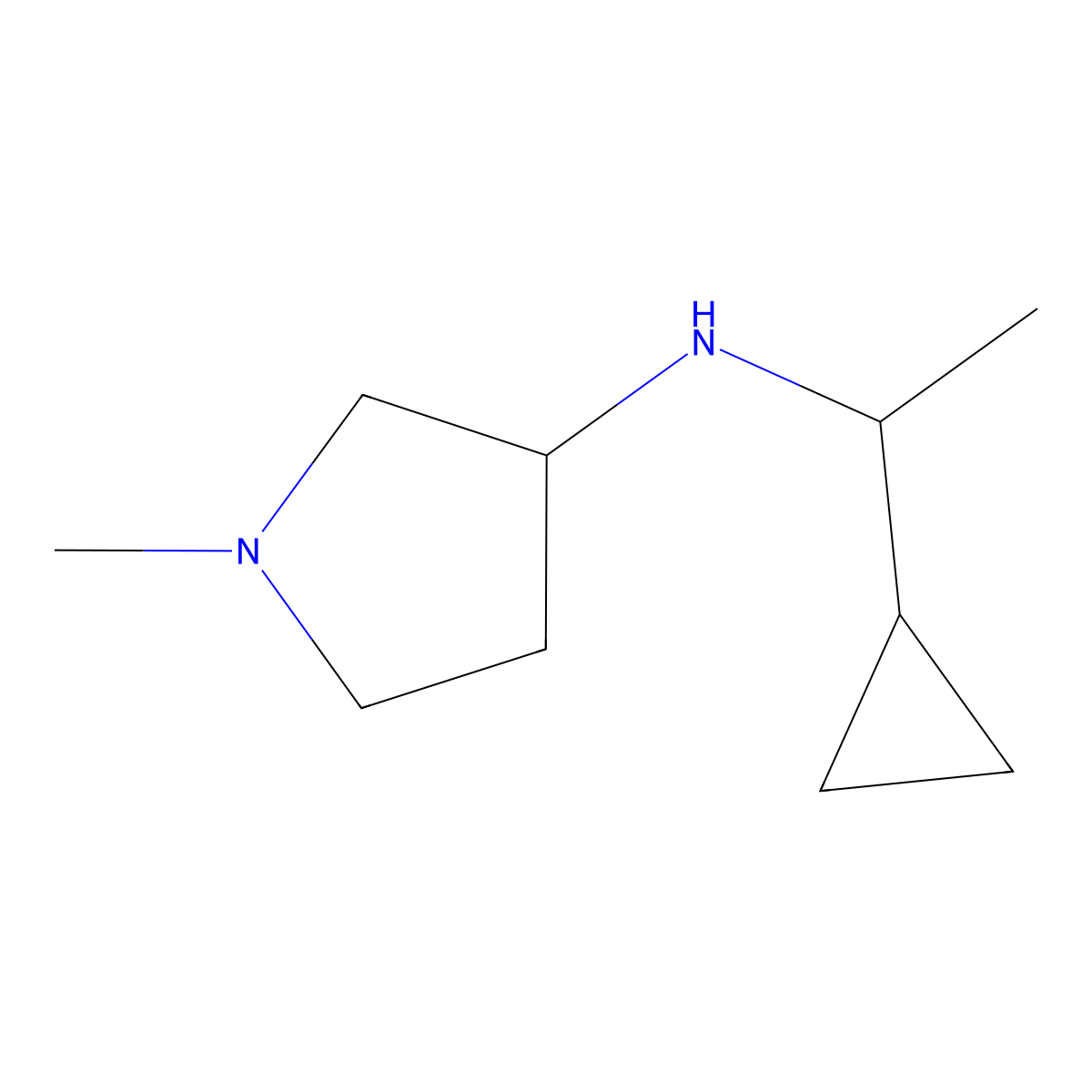 N-(1-cyclopropylethyl)-1-methylpyrrolidin-3-amine molecular structure, CAS 1304208-12-5