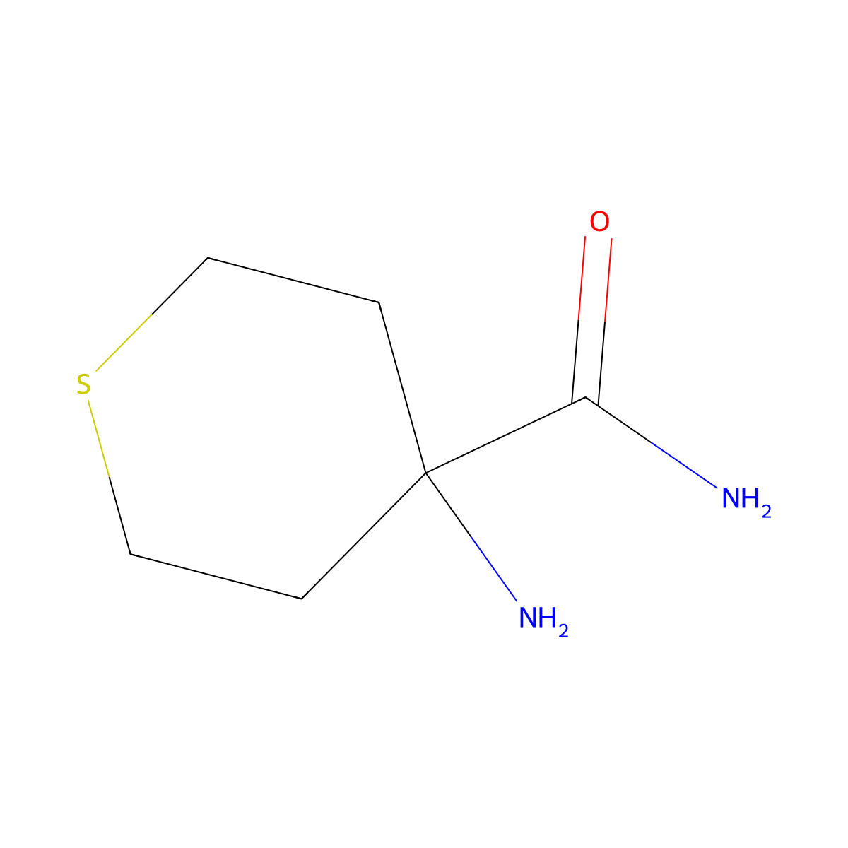 4-aminotetrahydro-2H-thiopyran-4-carboxamide molecular structure, CAS 130422-70-7