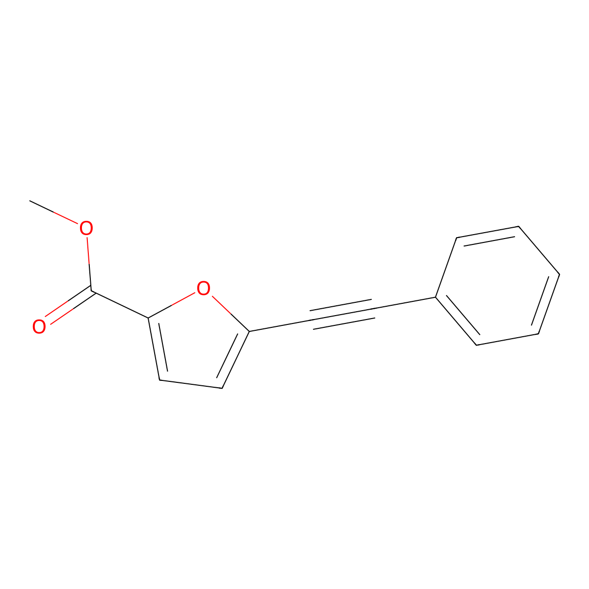 Methyl 5-(2-phenyleth-1-ynyl)-2-furoate molecular structure, CAS 130423-85-7
