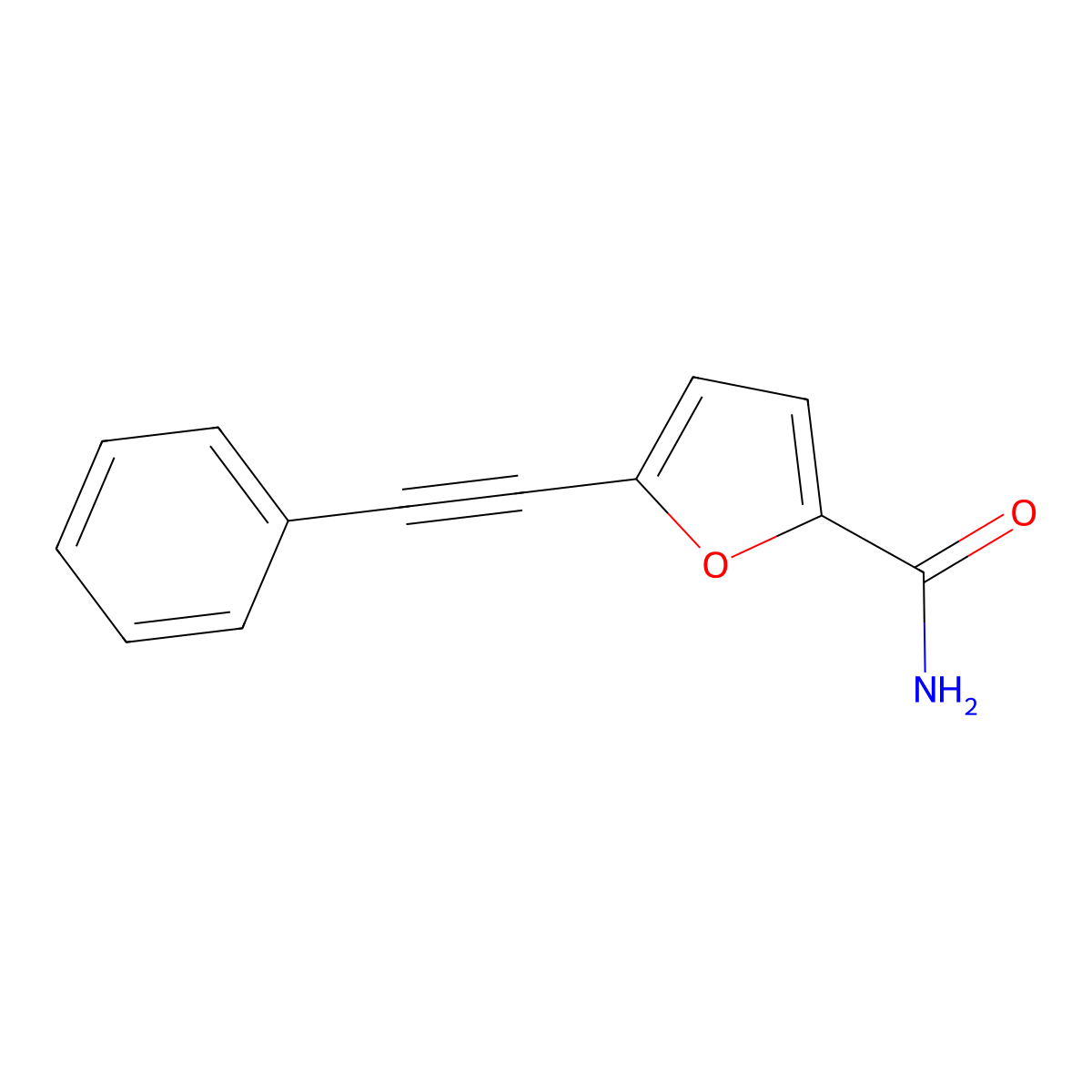 5-(2-Phenylethynyl)furan-2-carboxamide molecular structure, CAS 130423-86-8