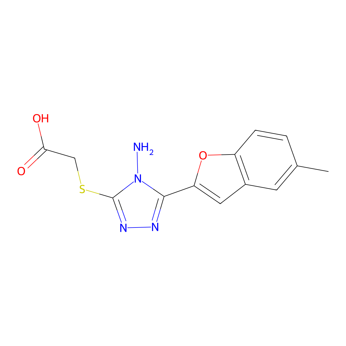 2-{[4-amino-5-(5-methyl-1-benzofuran-2-yl)-4H-1,2,4-triazol-3-yl]sulfanyl}acetic acid molecular structure, CAS 1304271-30-4