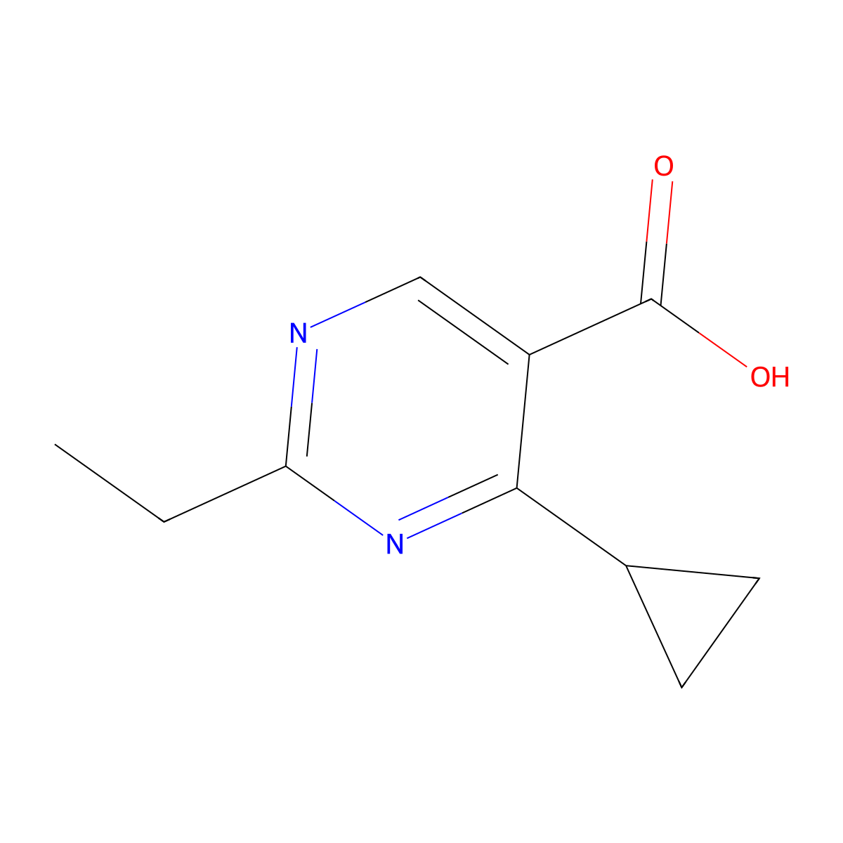 4-Cyclopropyl-2-ethylpyrimidine-5-carboxylic acid molecular structure, CAS 1304295-62-2