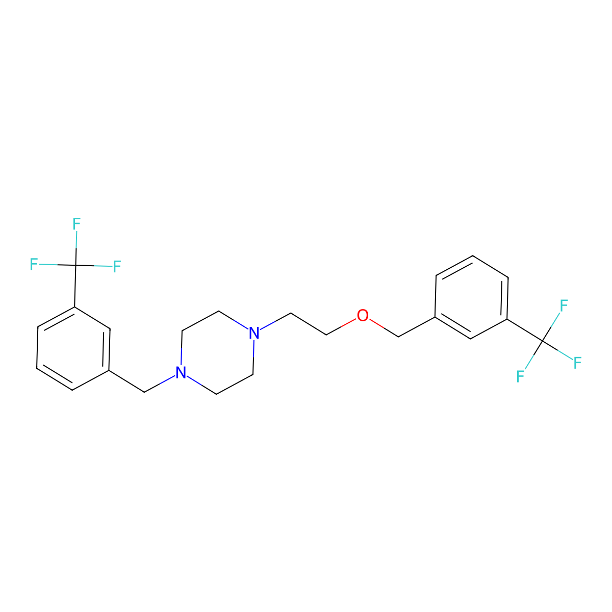 1-[2-[[3-(Trifluoromethyl)phenyl]methoxy]ethyl]-4-[[3-(trifluoromethyl)phenyl]methyl]piperazine molecular structure, CAS 130430-97-6