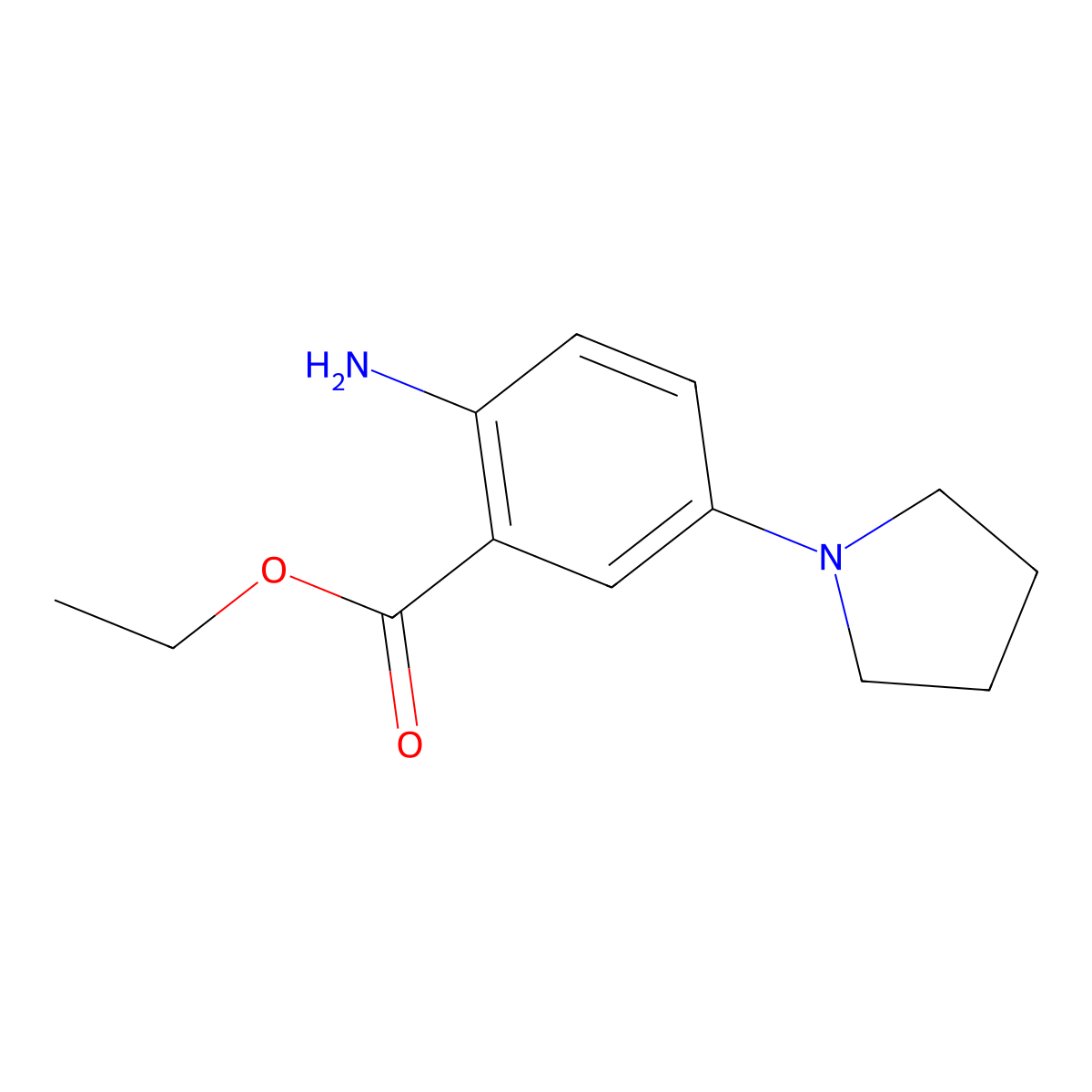 Ethyl 2-amino-5-(pyrrolidin-1-yl)benzoate molecular structure, CAS 1304303-80-7