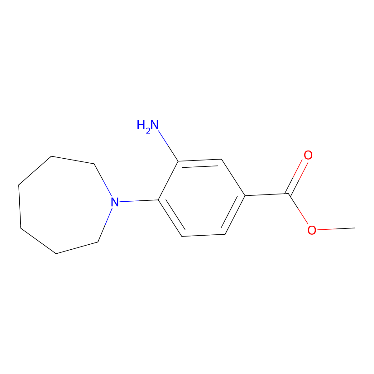 Methyl 3-amino-4-(azepan-1-yl)benzoate molecular structure, CAS 1304304-05-9