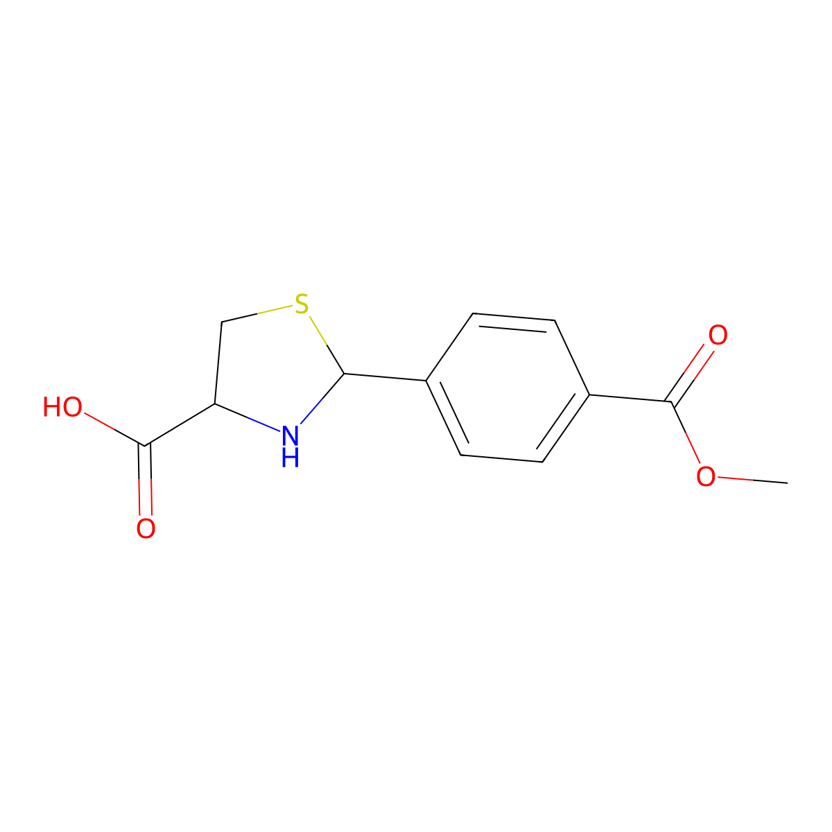 2-[4-(Methoxycarbonyl)phenyl]-1,3-thiazolidine-4-carboxylic acid molecular structure, CAS 130431-85-5