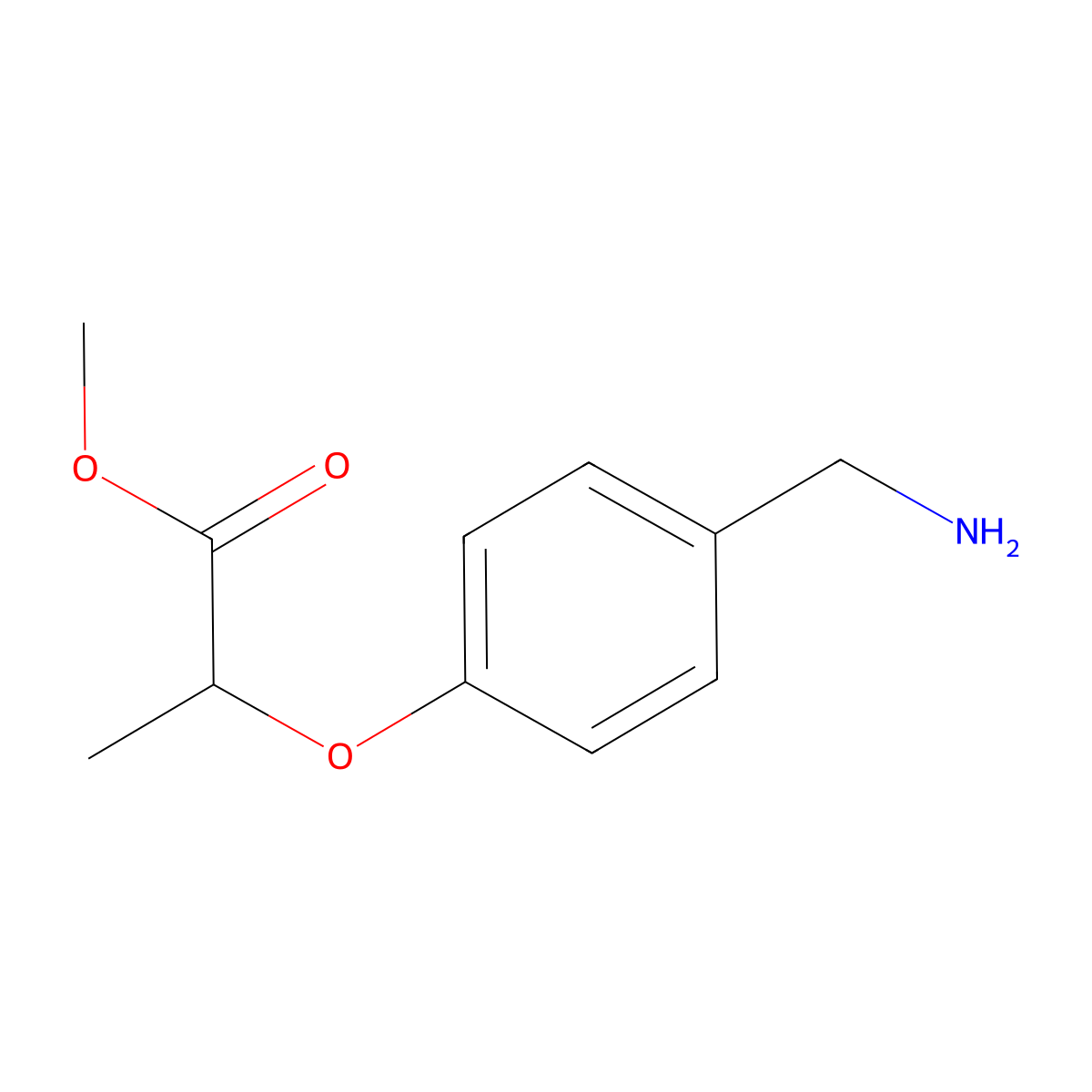 Methyl 2-[4-(aminomethyl)phenoxy]propanoate molecular structure, CAS 1304316-41-3