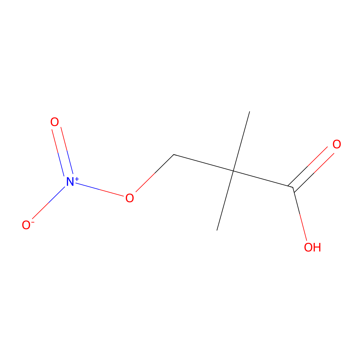 2,2-Dimethyl-3-(nitrooxy)propanoic acid molecular structure, CAS 130432-36-9