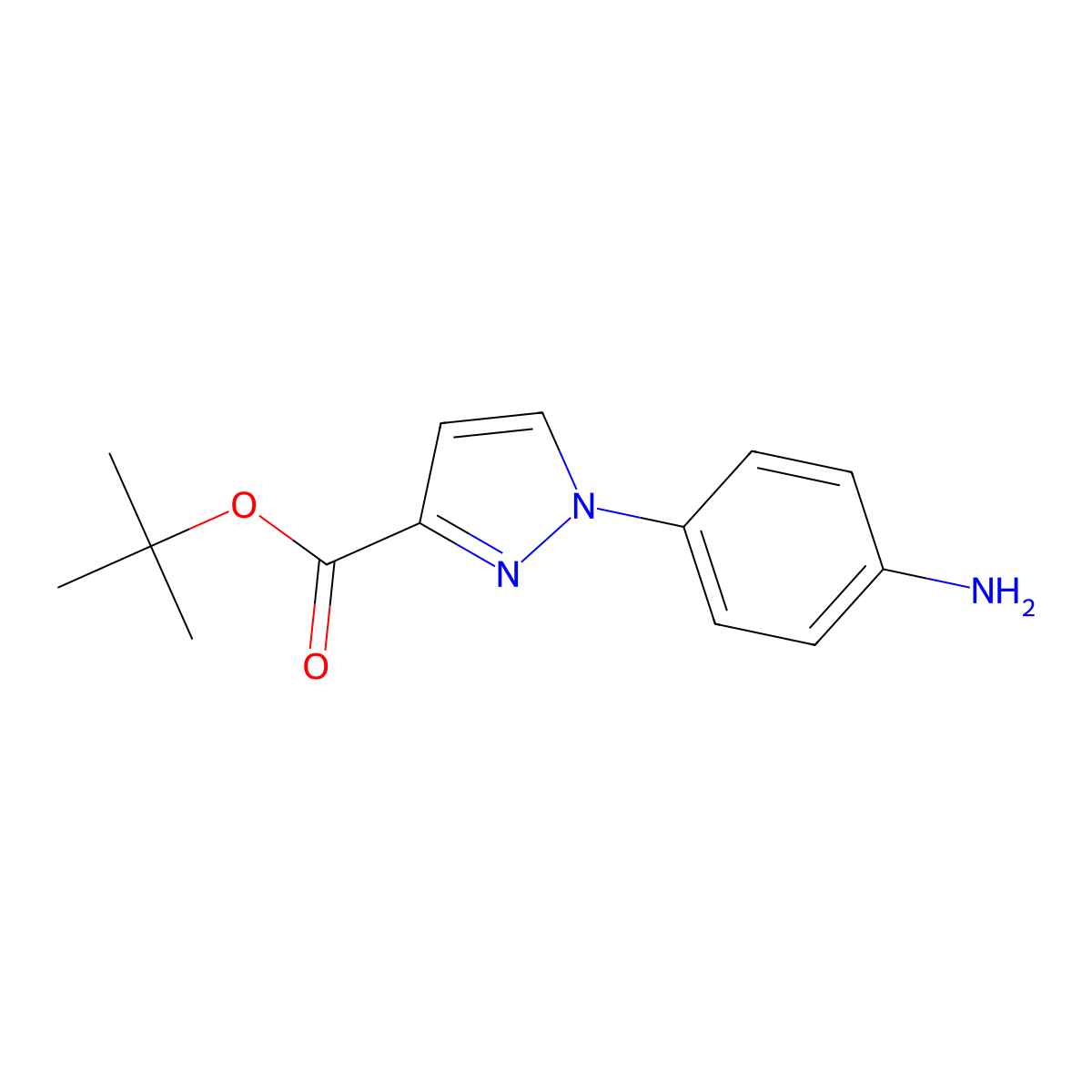 tert-butyl 1-(4-aminophenyl)-1H-pyrazole-3-carboxylate molecular structure, CAS 1304328-20-8