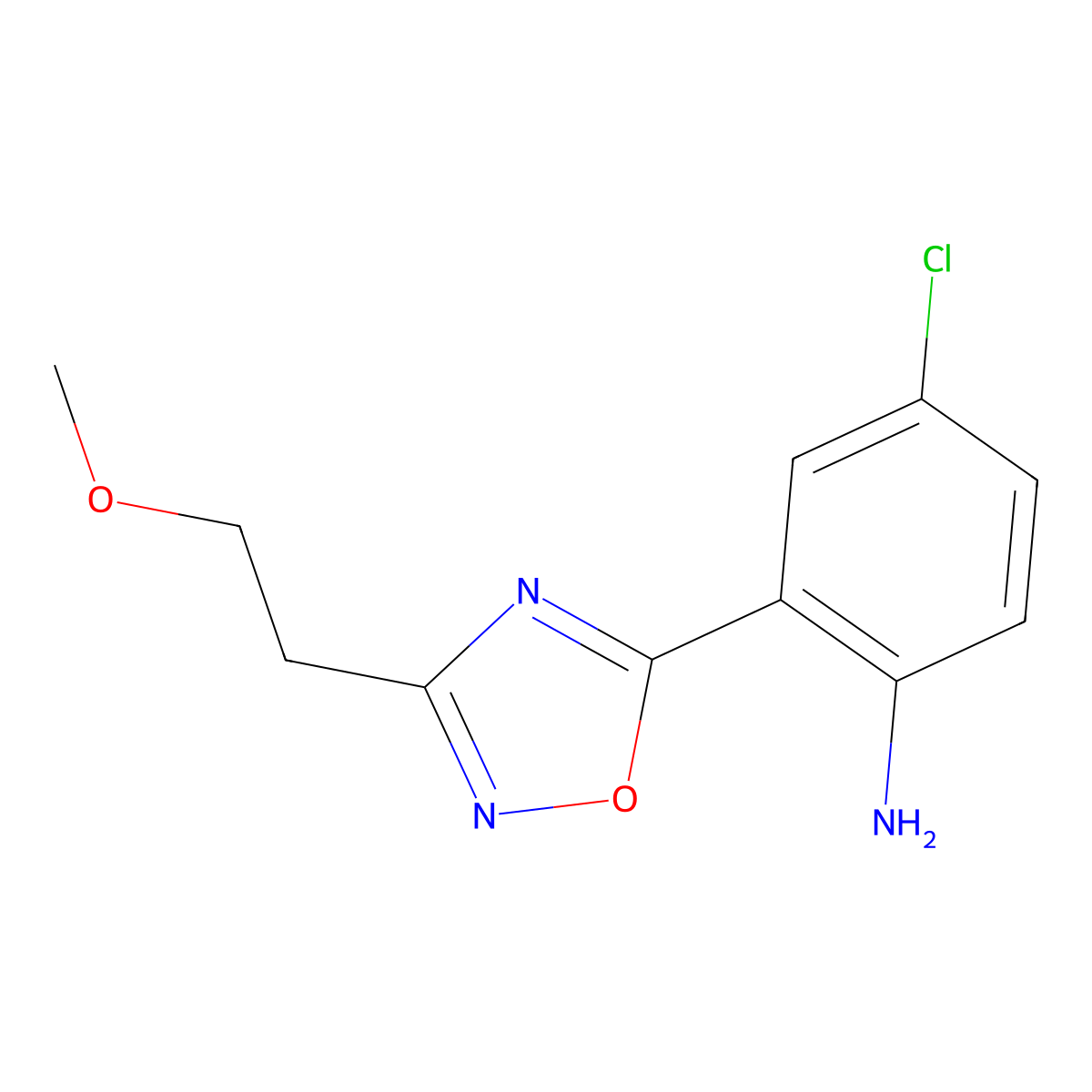 4-Chloro-2-(3-(2-methoxyethyl)-1,2,4-oxadiazol-5-yl)aniline molecular structure, CAS 1304344-61-3