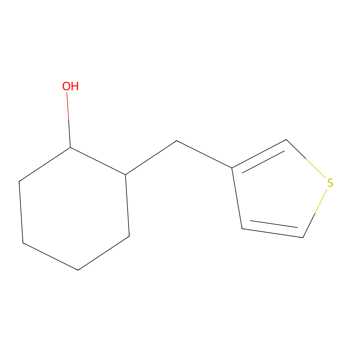 2-(Thiophen-3-ylmethyl)cyclohexan-1-ol molecular structure, CAS 1304383-81-0