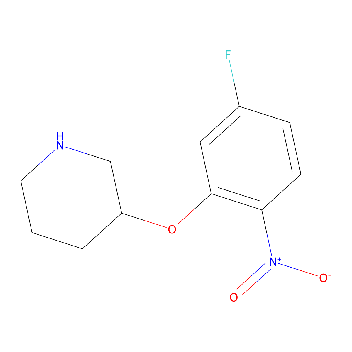 3-(5-Fluoro-2-nitrophenoxy)piperidine molecular structure, CAS 1304404-55-4