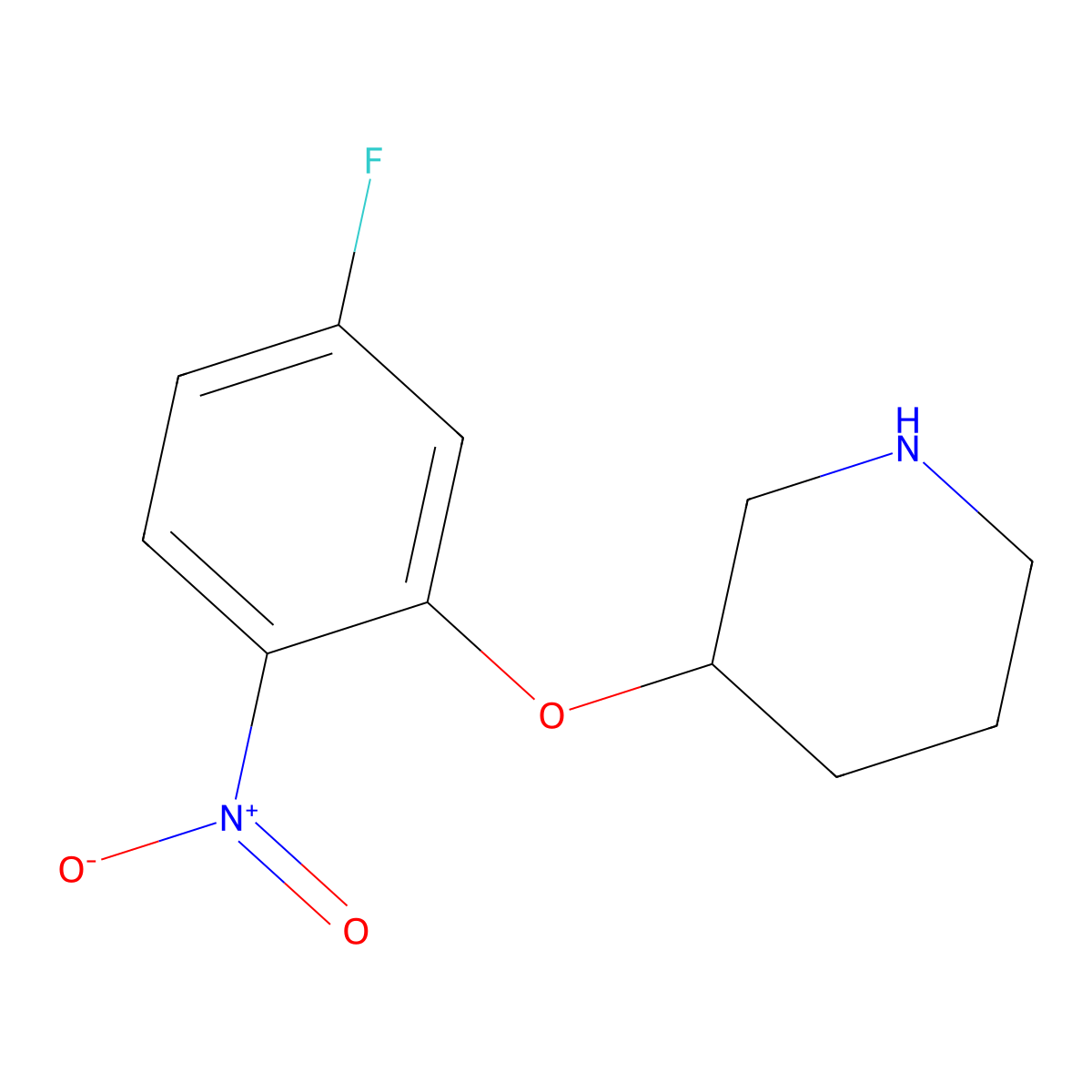 3-(5-Fluoro-2-nitrophenoxy)piperidine molecular structure, CAS 1304404-55-4