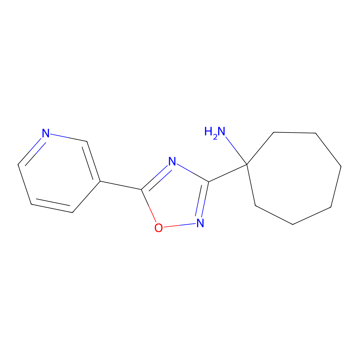 1-[5-(Pyridin-3-YL)-1,2,4-oxadiazol-3-YL]cycloheptan-1-amine molecular structure, CAS 1304437-83-9