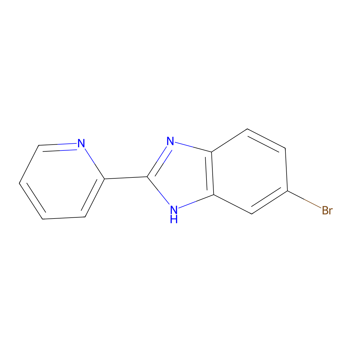 5-bromo-2-(pyridin-2-yl)-1H-1,3-benzodiazole molecular structure, CAS 1304458-60-3