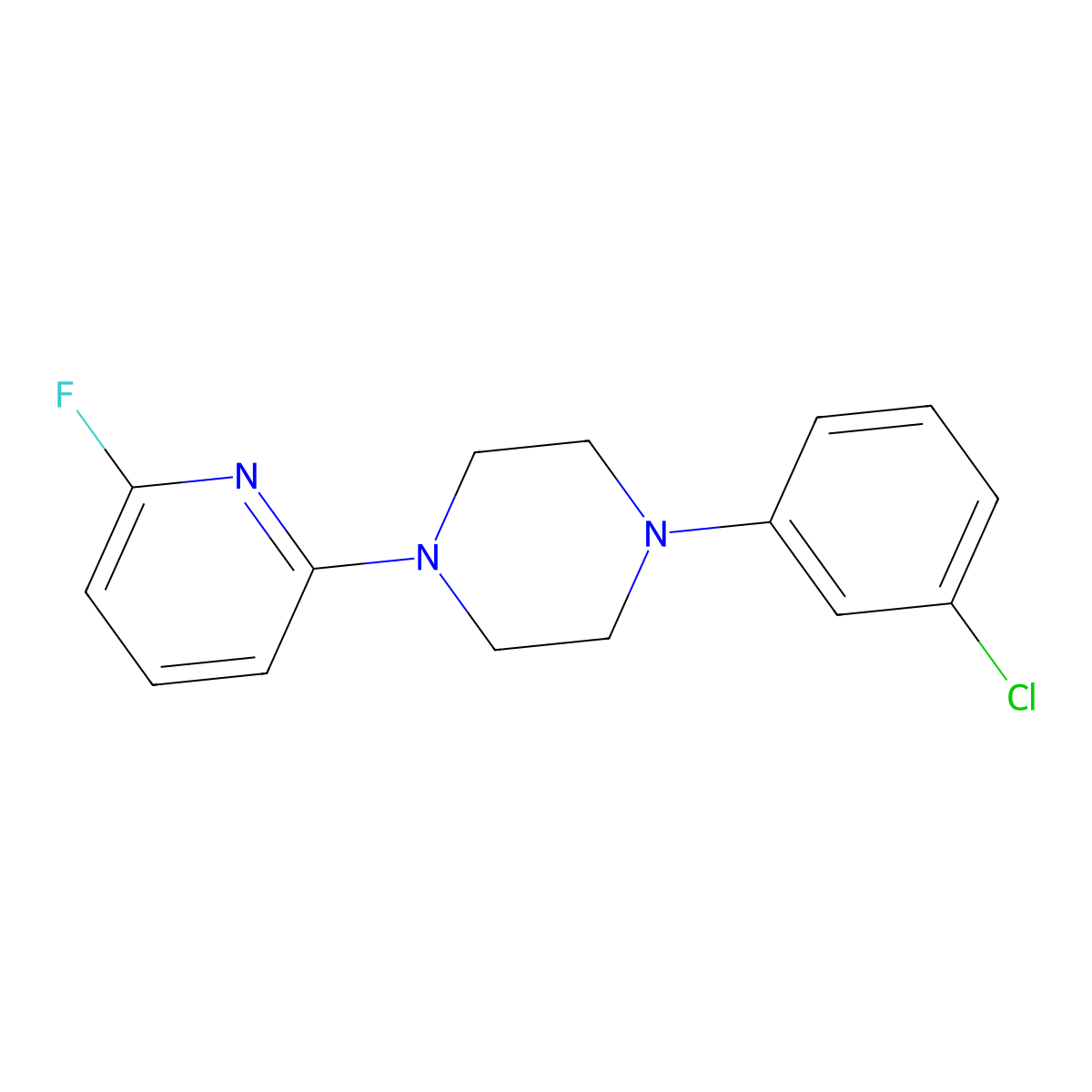 1-(3-Chlorophenyl)-4-(6-fluoropyridin-2-yl)piperazine molecular structure, CAS 1304467-61-5