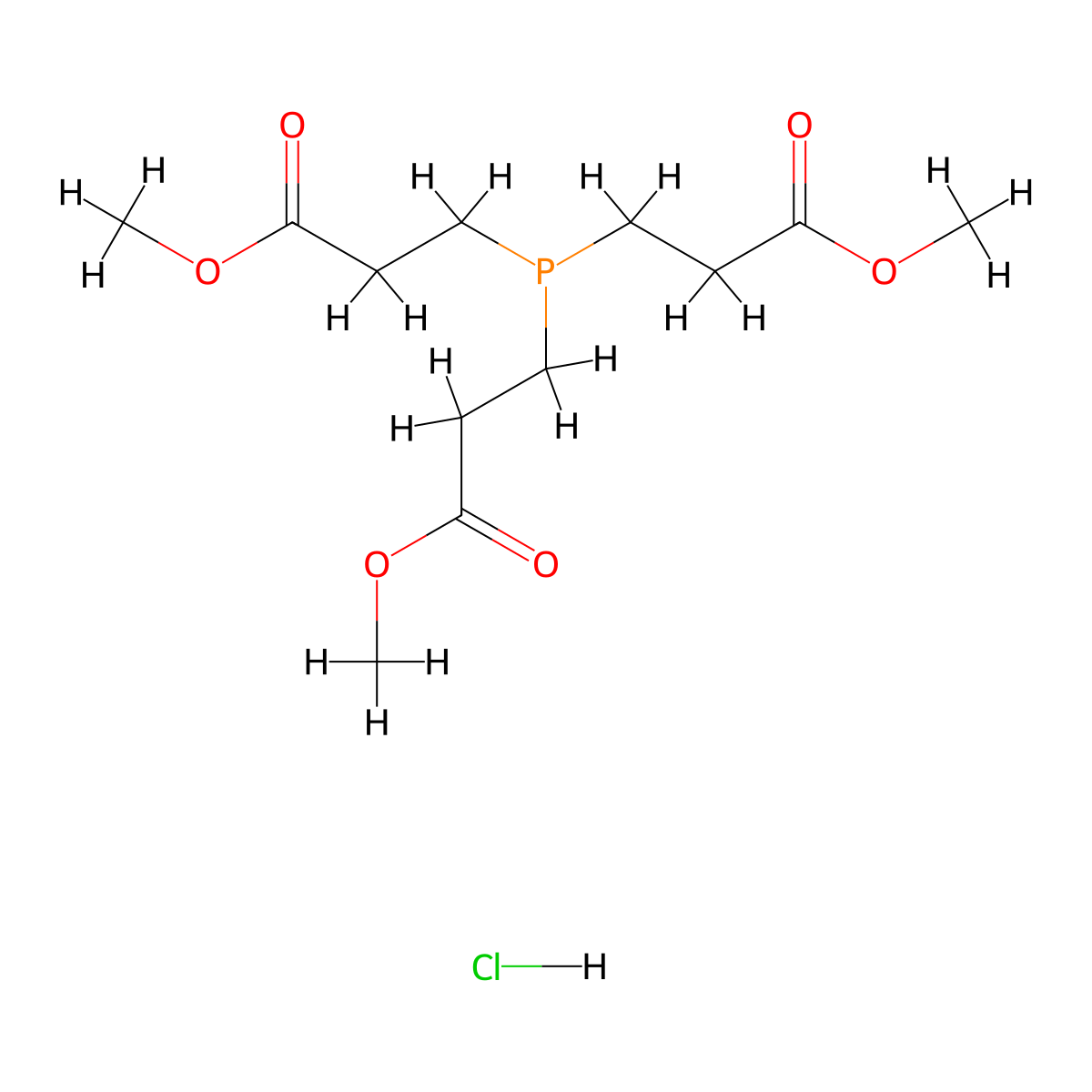 Trimethyl 3,3',3''-phosphinetriyltripropanoate hydrochloride molecular structure, CAS 1304513-50-5