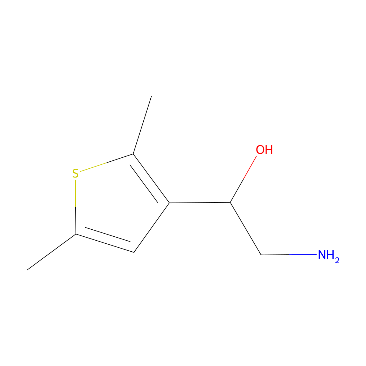 2-Amino-1-(2,5-dimethylthiophen-3-yl)ethan-1-ol molecular structure, CAS 1304543-43-8