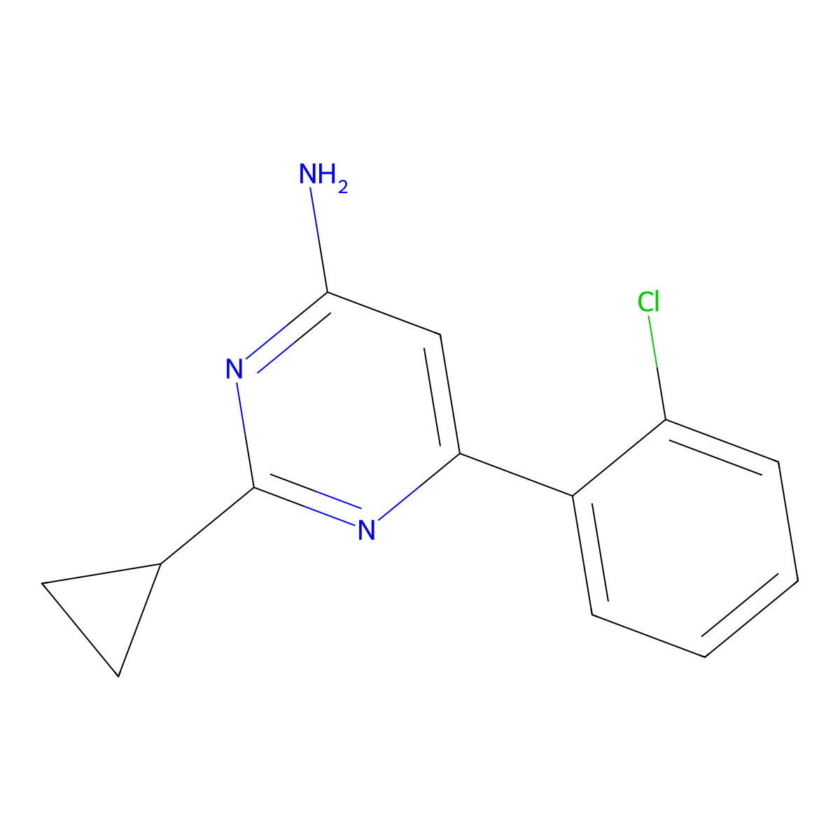 6-(2-Chlorophenyl)-2-cyclopropylpyrimidin-4-amine molecular structure, CAS 1304559-05-4