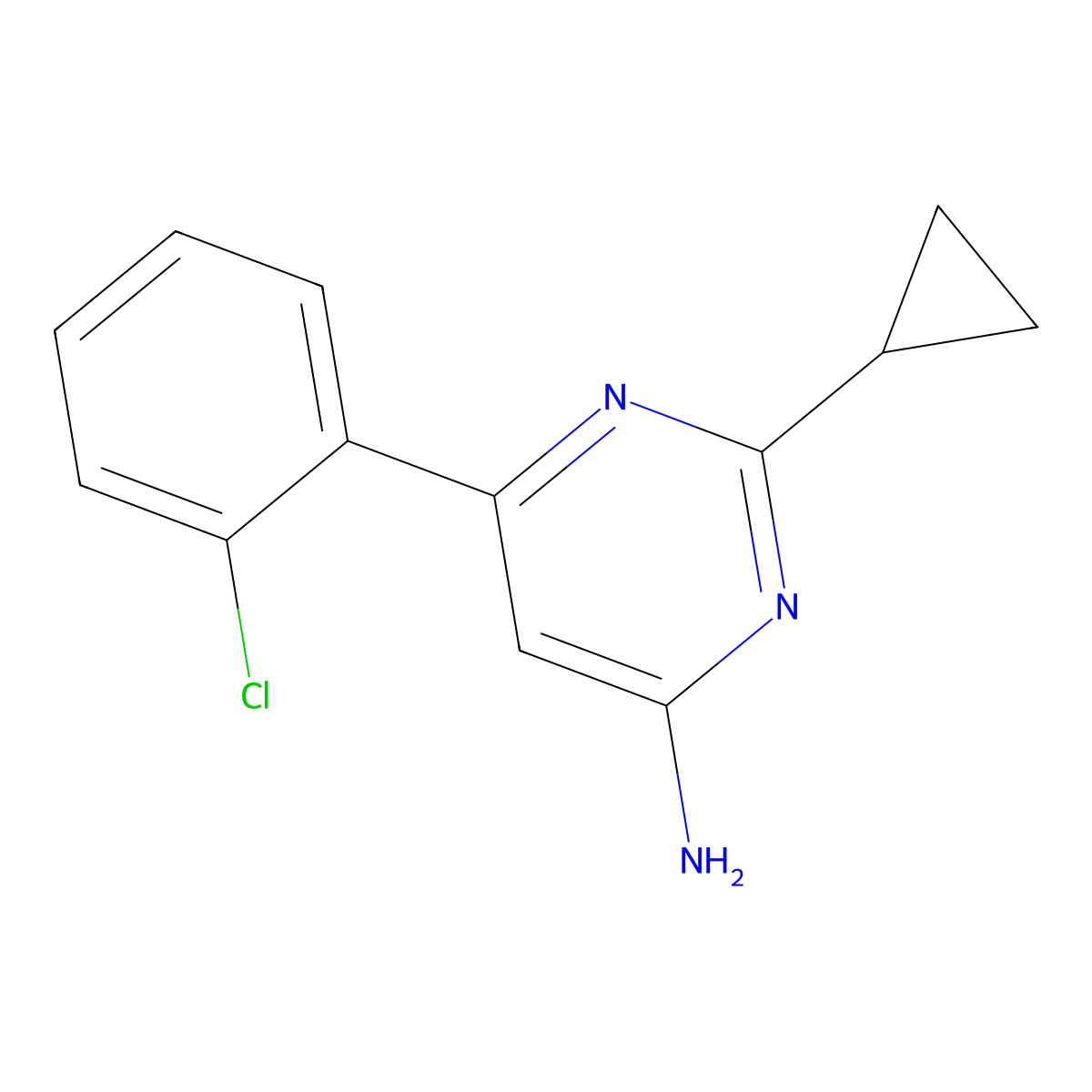 6-(2-Chlorophenyl)-2-cyclopropylpyrimidin-4-amine molecular structure, CAS 1304559-05-4