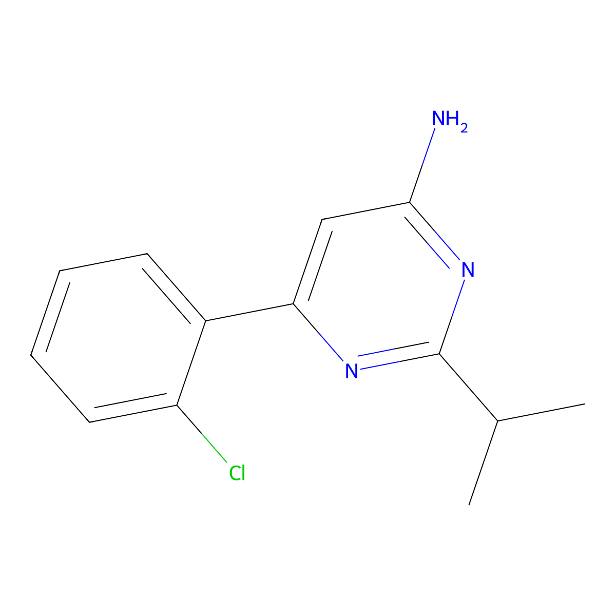 4-Amino-6-(2-chlorophenyl)-2-(iso-propyl)pyrimidine molecular structure, CAS 1304559-80-5