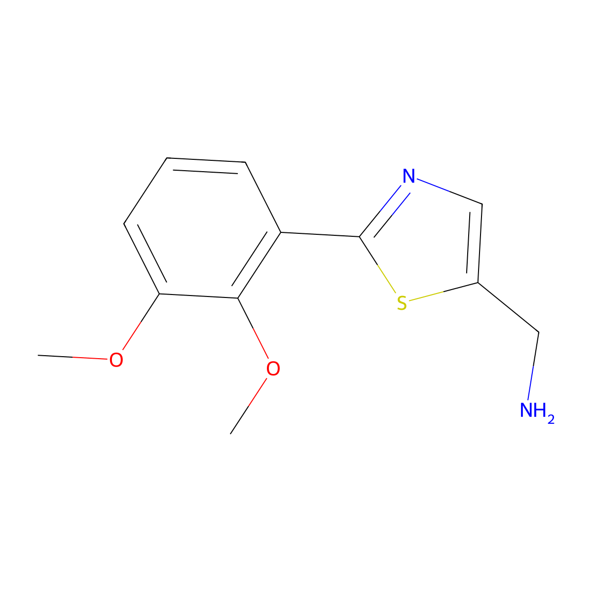 (2-(2,3-Dimethoxyphenyl)thiazol-5-yl)methanamine molecular structure, CAS 1304616-85-0
