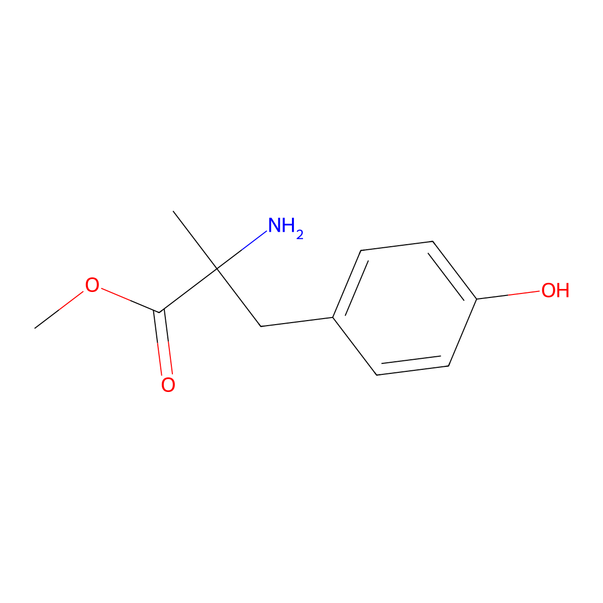 methyl (2R)-2-amino-3-(4-hydroxyphenyl)-2-methylpropanoate molecular structure, CAS 130464-06-1
