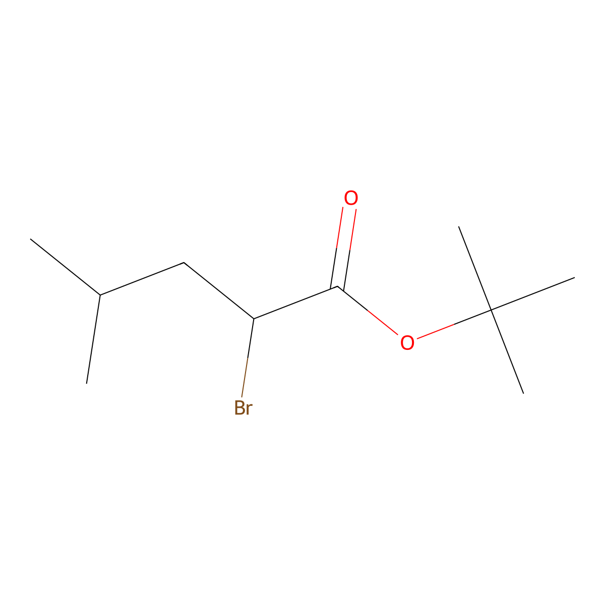 Pentanoic acid, 2-bromo-4-methyl-, 1,1-dimethylethyl ester, (R)- molecular structure, CAS 130464-88-9
