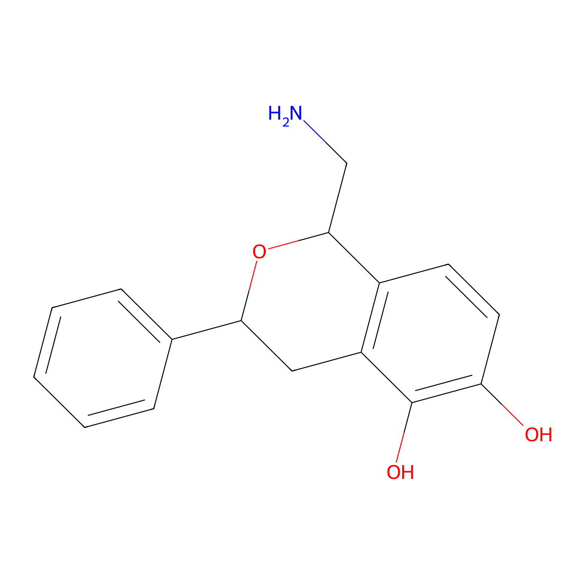 (1R,3S)-1-(Aminomethyl)-3,4-dihydro-3-phenyl-1H-2-benzopyran-5,6-diol molecular structure, CAS 130465-45-1
