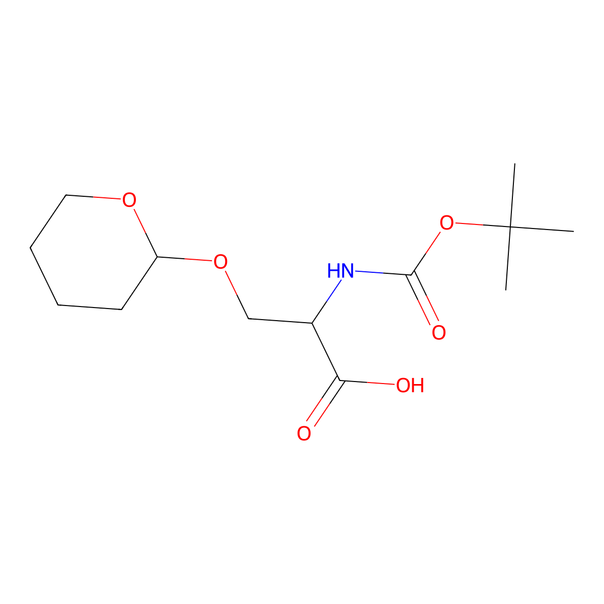 N-(tert-Butoxycarbonyl)-O-(tetrahydro-2H-pyran-2-yl)-L-serine molecular structure, CAS 130465-47-3