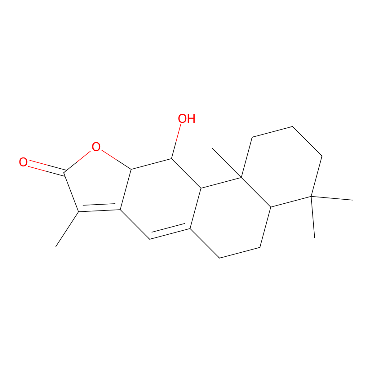 ent-11alpha-Hydroxyabieta-8(14),13(15)-dien-16,12alpha-olide molecular structure, CAS 130466-20-5