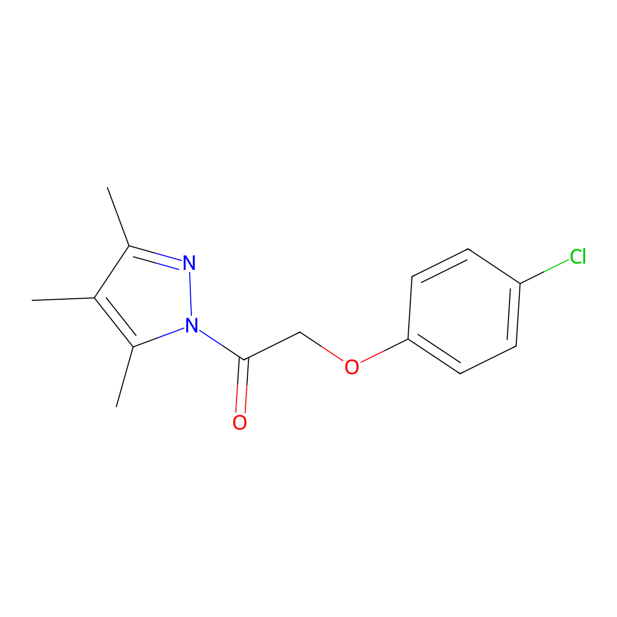 2-(4-chlorophenoxy)-1-(3,4,5-trimethyl-1H-pyrazol-1-yl)ethanone molecular structure, CAS 130478-98-7