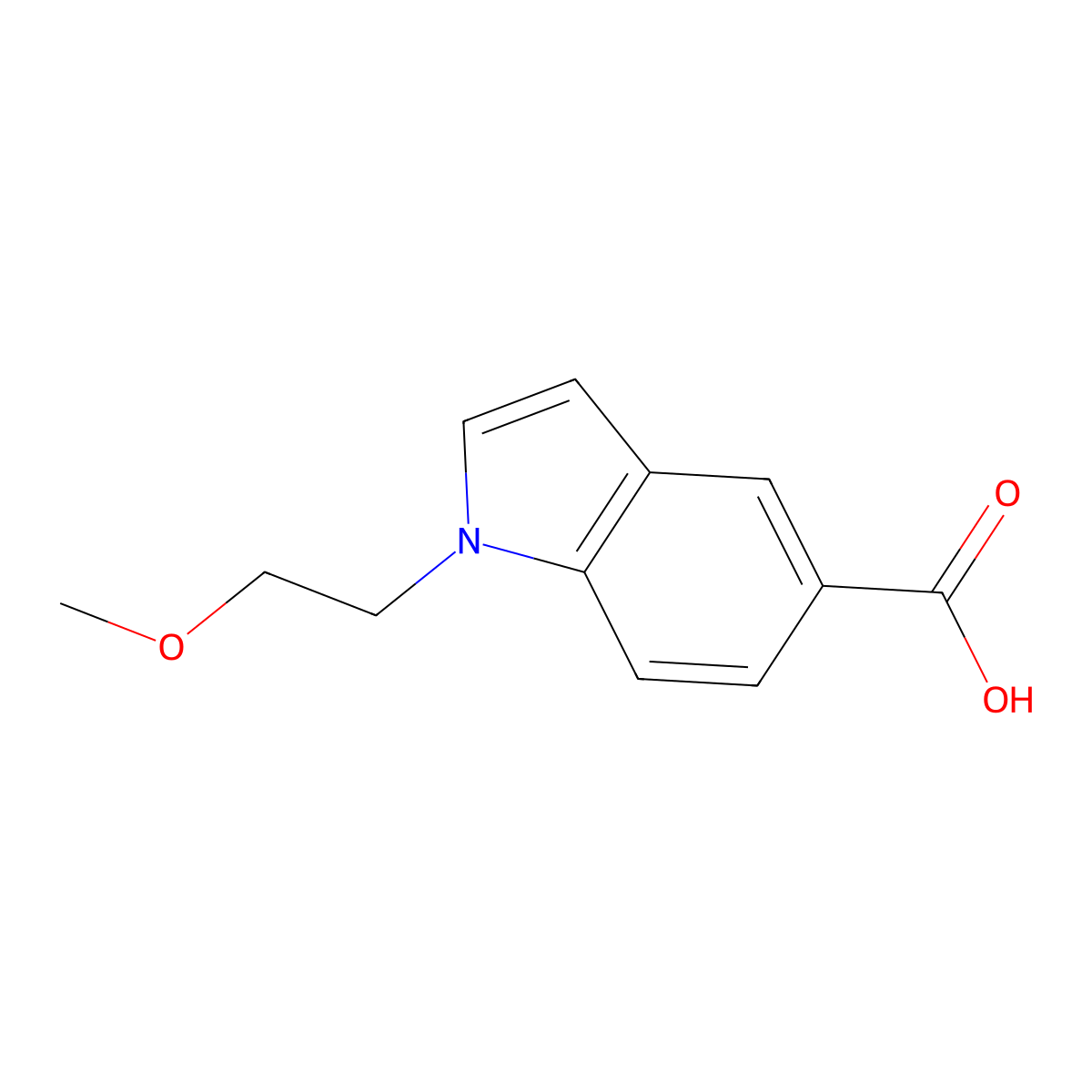 1-(2-methoxyethyl)-1H-indole-5-carboxylic acid molecular structure, CAS 1304787-76-5