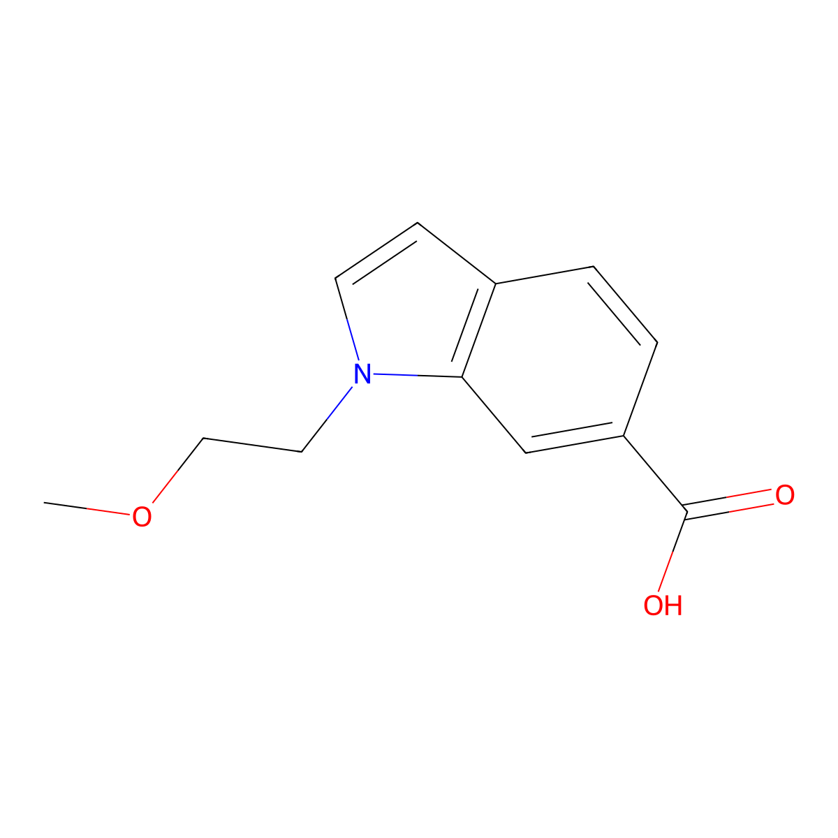 1-(2-methoxyethyl)-1H-indole-6-carboxylic acid molecular structure, CAS 1304787-78-7