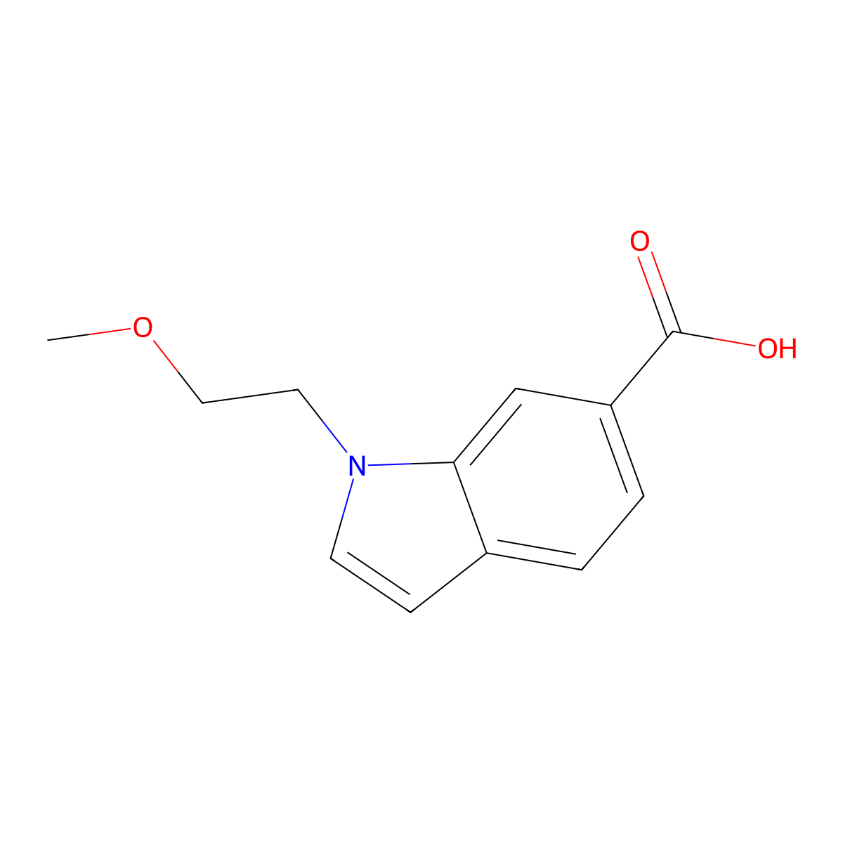 1-(2-methoxyethyl)-1H-indole-6-carboxylic acid molecular structure, CAS 1304787-78-7