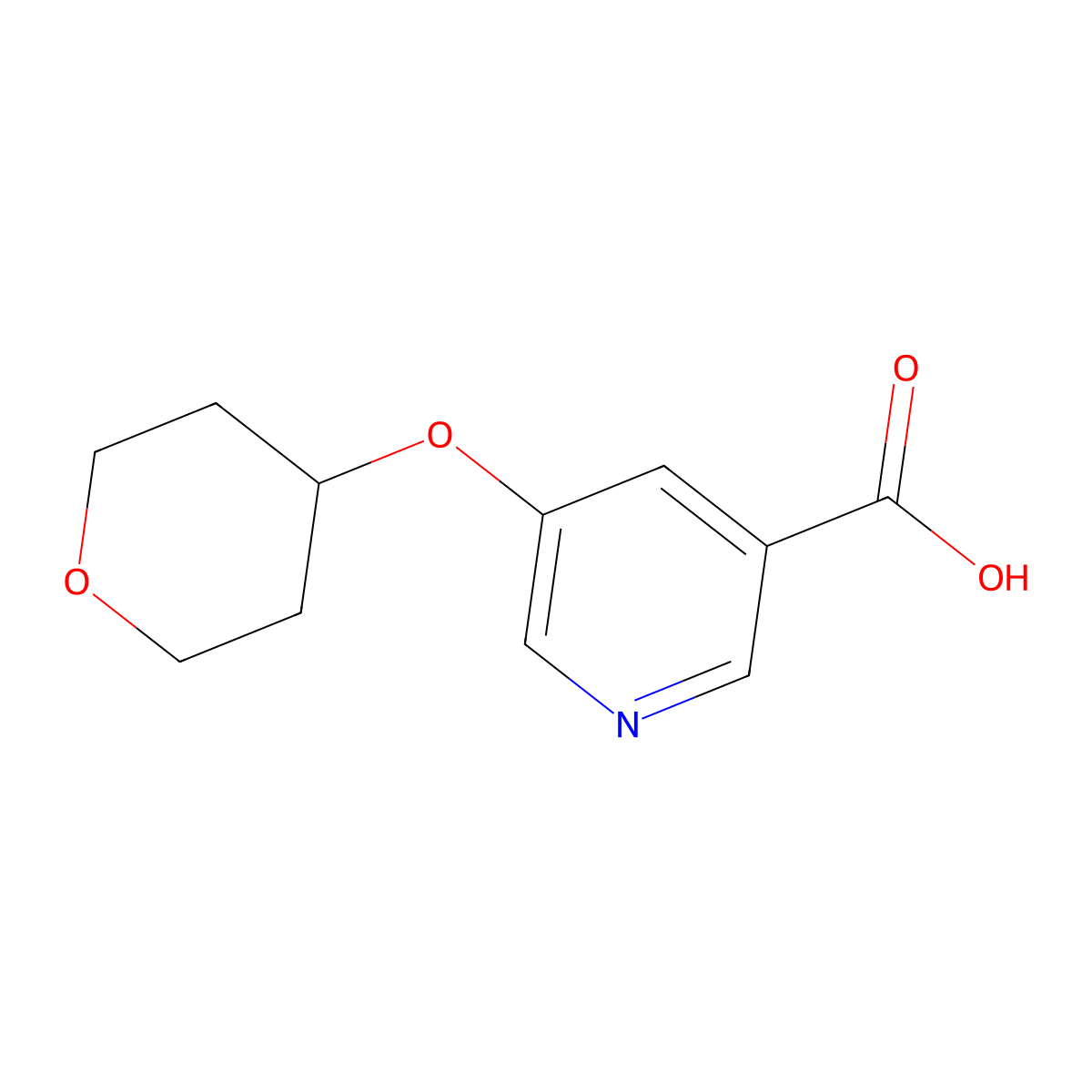 5-(Oxan-4-yloxy)pyridine-3-carboxylic acid molecular structure, CAS 1304788-02-0