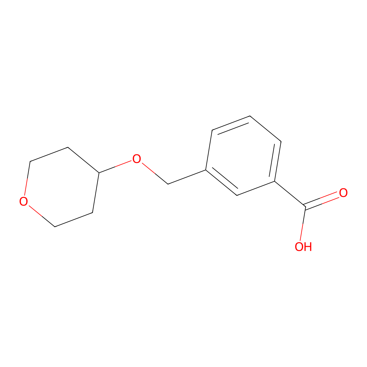 3-[(Oxan-4-yloxy)methyl]benzoic acid molecular structure, CAS 1304829-19-3